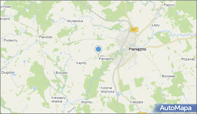 mapa Pieniężno, Pieniężno powiat braniewski na mapie Targeo