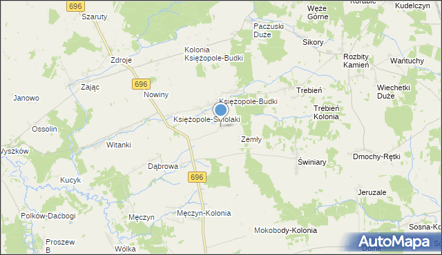 mapa Pieńki, Pieńki gmina Mokobody na mapie Targeo