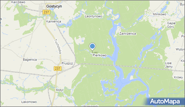 mapa Pieńkowo, Pieńkowo gmina Gostycyn na mapie Targeo