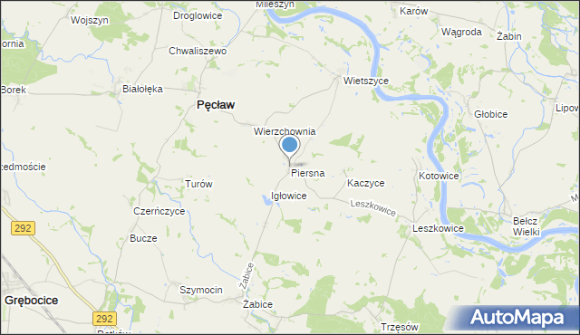 mapa Piersna, Piersna na mapie Targeo