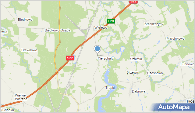 mapa Pierzchały, Pierzchały gmina Płoskinia na mapie Targeo