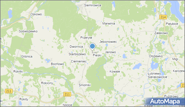 mapa Pieski, Pieski gmina Cewice na mapie Targeo