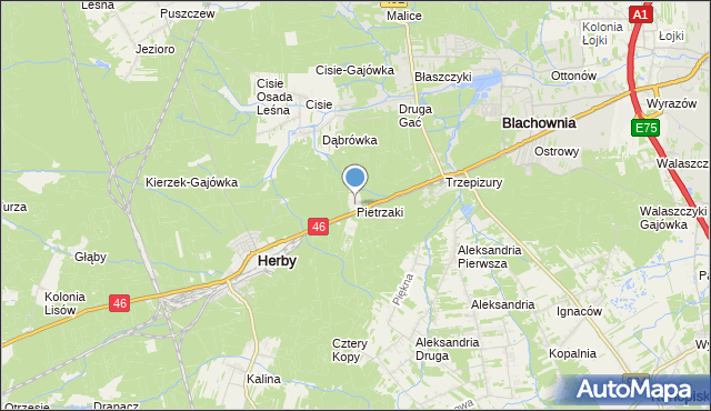 mapa Pietrzaki, Pietrzaki na mapie Targeo