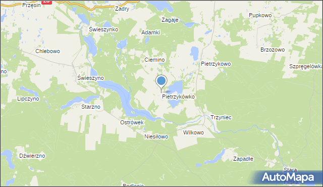 mapa Pietrzykówko, Pietrzykówko na mapie Targeo