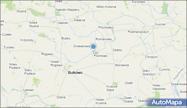 mapa Pilichowo, Pilichowo gmina Bulkowo na mapie Targeo
