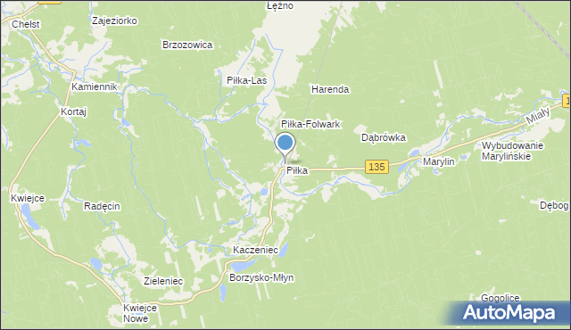 mapa Piłka, Piłka gmina Drawsko na mapie Targeo