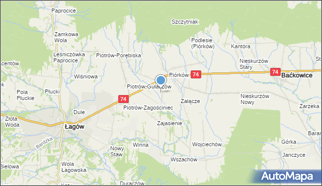 mapa Piórków-Kolonia, Piórków-Kolonia na mapie Targeo