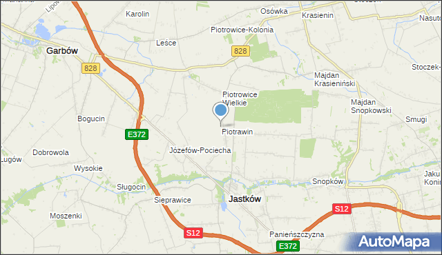 mapa Piotrawin, Piotrawin gmina Jastków na mapie Targeo