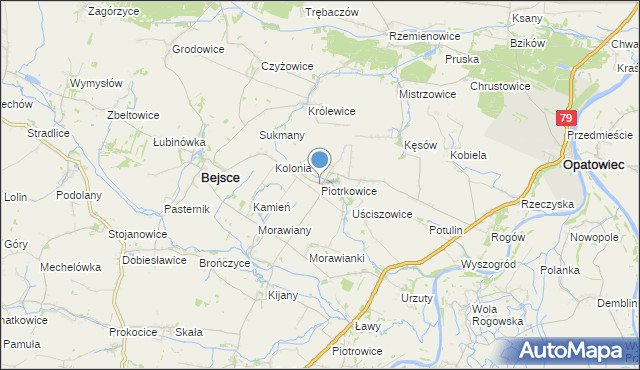 mapa Piotrkowice, Piotrkowice gmina Bejsce na mapie Targeo
