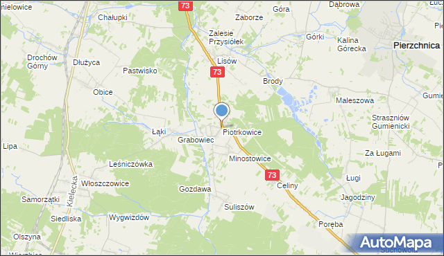 mapa Piotrkowice, Piotrkowice gmina Chmielnik na mapie Targeo