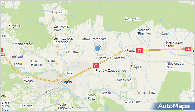 mapa Piotrów-Gułaczów, Piotrów-Gułaczów na mapie Targeo