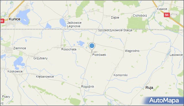 mapa Piotrówek, Piotrówek gmina Kunice na mapie Targeo