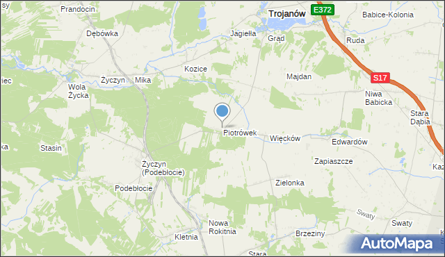 mapa Piotrówek, Piotrówek gmina Trojanów na mapie Targeo