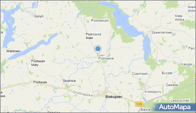 mapa Piotrowice, Piotrowice gmina Biskupiec na mapie Targeo