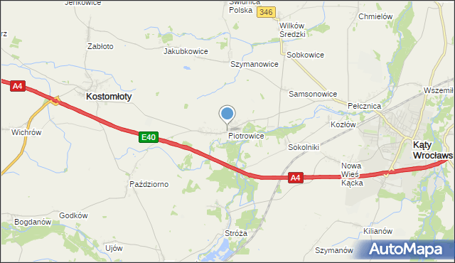 mapa Piotrowice, Piotrowice gmina Kostomłoty na mapie Targeo