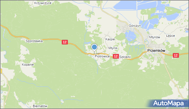 mapa Piotrowice, Piotrowice gmina Przemków na mapie Targeo
