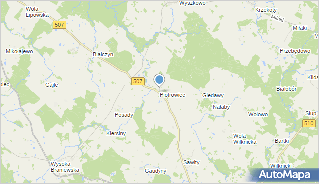 mapa Piotrowiec, Piotrowiec gmina Pieniężno na mapie Targeo