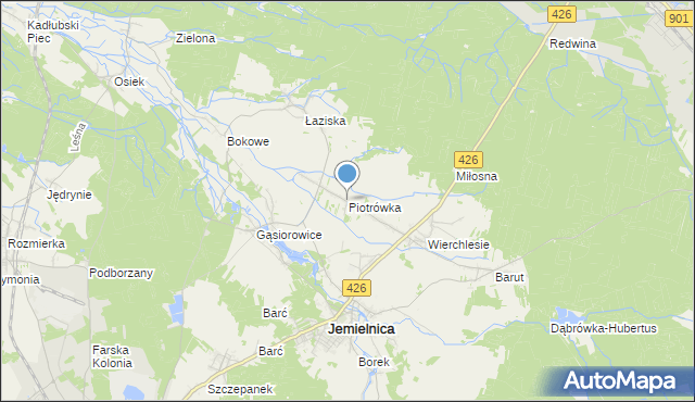 mapa Piotrówka, Piotrówka gmina Jemielnica na mapie Targeo