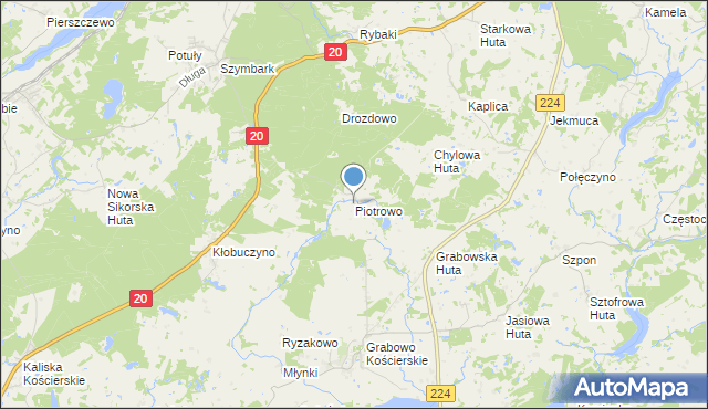 mapa Piotrowo, Piotrowo gmina Somonino na mapie Targeo