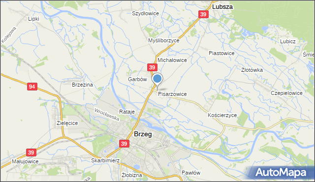 mapa Pisarzowice, Pisarzowice gmina Lubsza na mapie Targeo