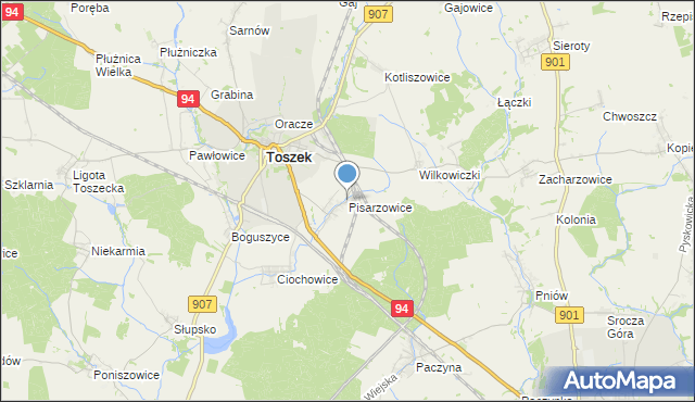 mapa Pisarzowice, Pisarzowice gmina Toszek na mapie Targeo