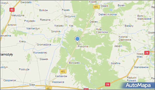 mapa Piskornik, Piskornik na mapie Targeo