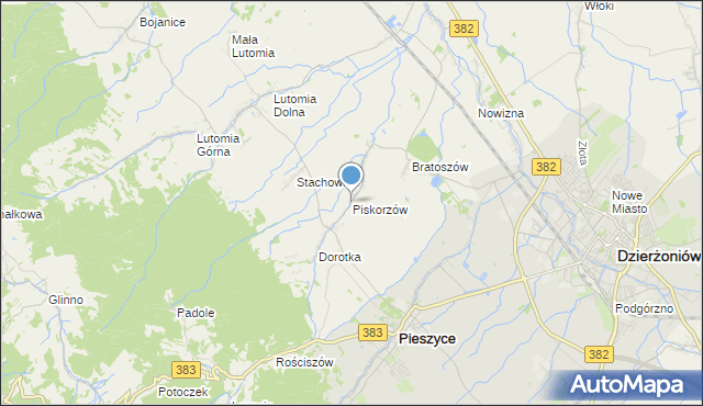 mapa Piskorzów, Piskorzów gmina Pieszyce na mapie Targeo