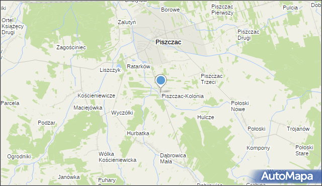 mapa Piszczac-Kolonia, Piszczac-Kolonia na mapie Targeo