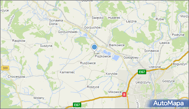 mapa Piszkowice, Piszkowice na mapie Targeo
