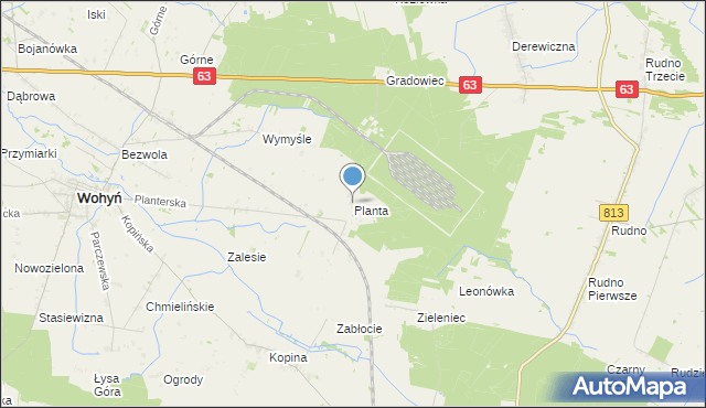 mapa Planta, Planta gmina Wohyń na mapie Targeo