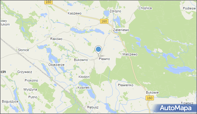 mapa Pławno, Pławno gmina Bierzwnik na mapie Targeo