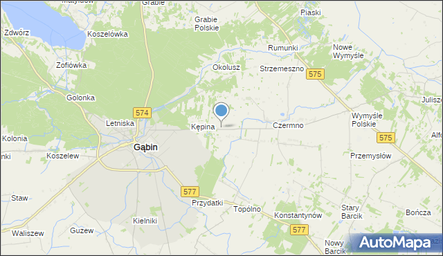 mapa Plebanka, Plebanka gmina Gąbin na mapie Targeo