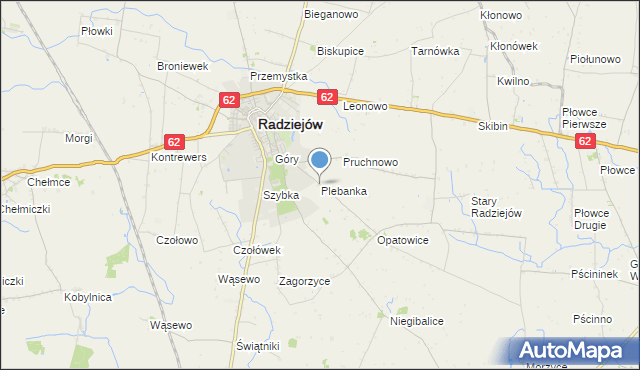 mapa Plebanka, Plebanka gmina Radziejów na mapie Targeo