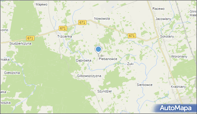 mapa Plebanowce, Plebanowce gmina Sokółka na mapie Targeo