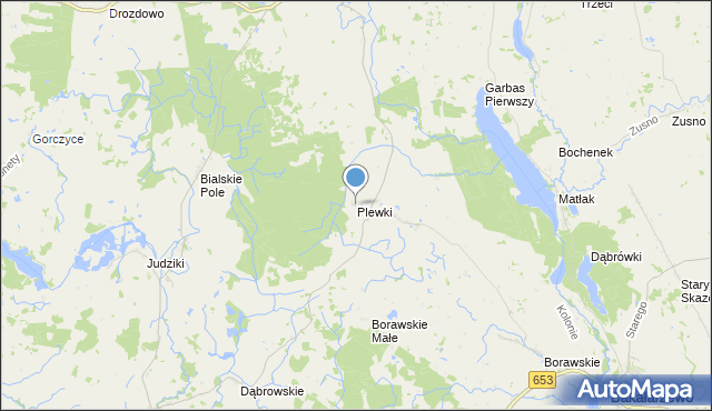 mapa Plewki, Plewki gmina Olecko na mapie Targeo