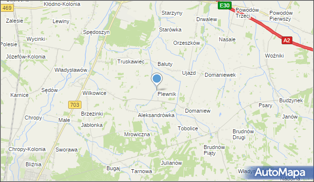 mapa Plewnik, Plewnik gmina Wartkowice na mapie Targeo