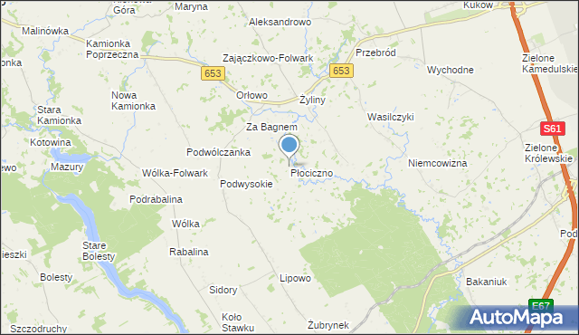 mapa Płociczno, Płociczno gmina Bakałarzewo na mapie Targeo