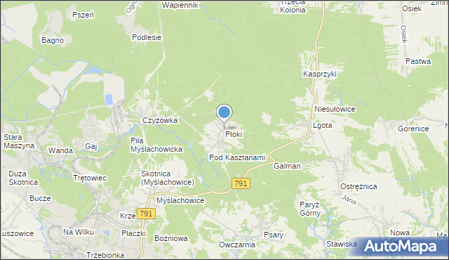 mapa Płoki, Płoki gmina Trzebinia na mapie Targeo