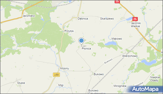 mapa Płonica, Płonica gmina Człuchów na mapie Targeo