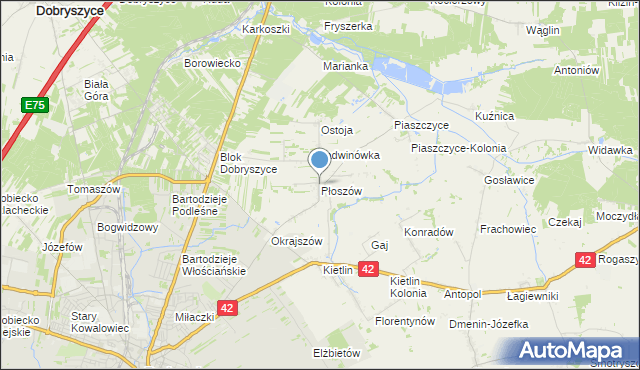 mapa Płoszów, Płoszów na mapie Targeo