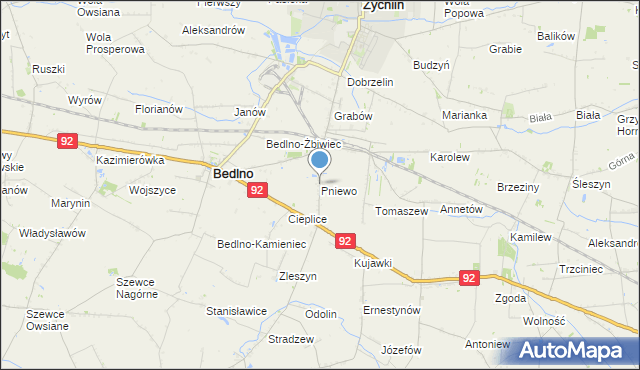 mapa Pniewo, Pniewo gmina Bedlno na mapie Targeo