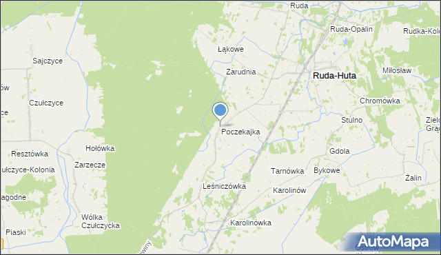 mapa Poczekajka, Poczekajka gmina Ruda-Huta na mapie Targeo