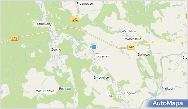 mapa Poczernin, Poczernin gmina Stargard na mapie Targeo