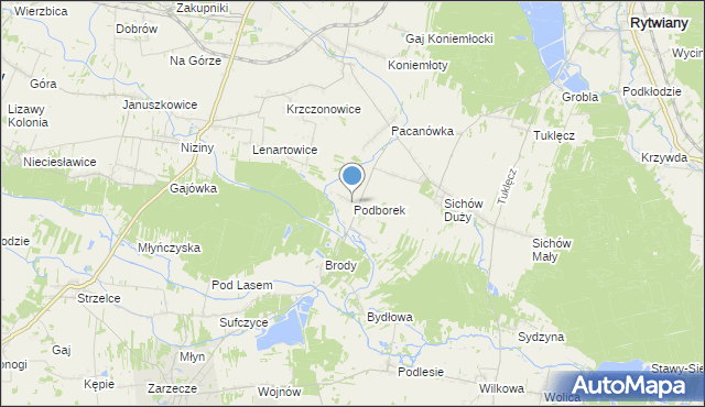 mapa Podborek, Podborek gmina Rytwiany na mapie Targeo