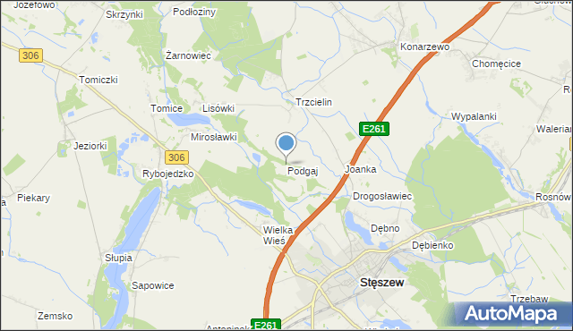 mapa Podgaj, Podgaj gmina Dopiewo na mapie Targeo