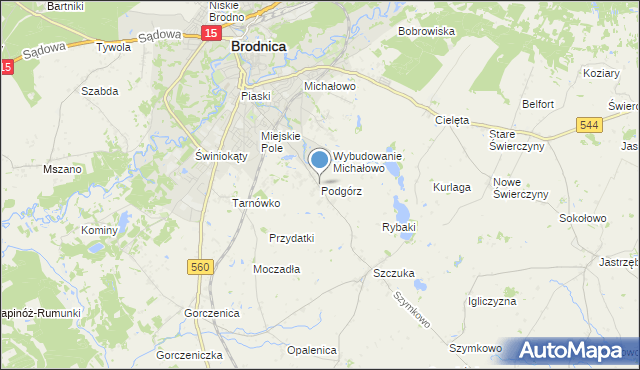 mapa Podgórz, Podgórz gmina Brodnica na mapie Targeo