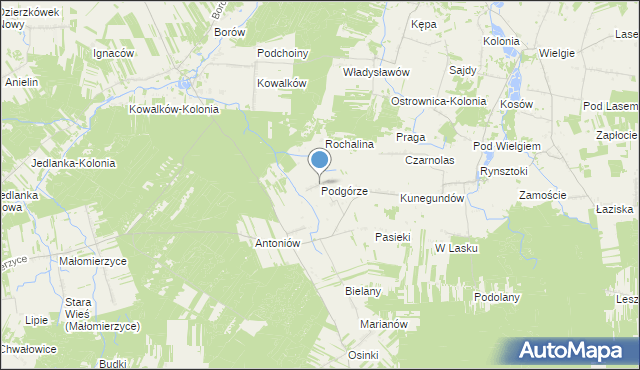 mapa Podgórze, Podgórze gmina Ciepielów na mapie Targeo