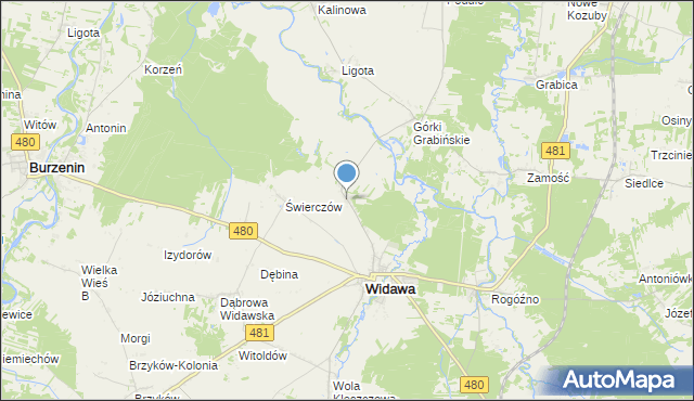 mapa Podgórze, Podgórze gmina Widawa na mapie Targeo