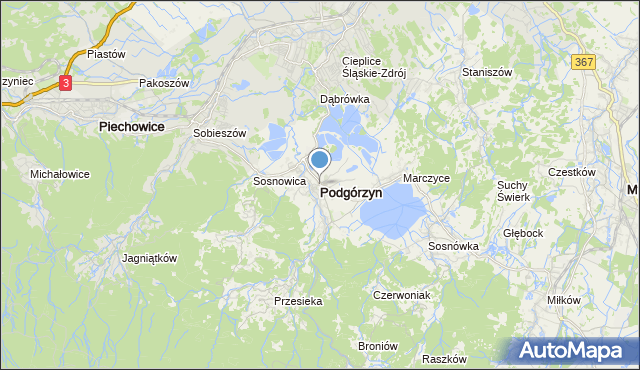 mapa Podgórzyn, Podgórzyn powiat jeleniogórski na mapie Targeo