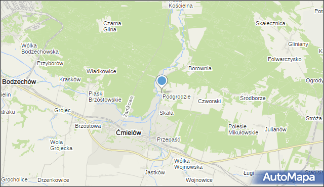 mapa Podgrodzie, Podgrodzie gmina Ćmielów na mapie Targeo